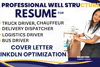 write professional truck driver, supply chains car driver, cargo in 24hrs
