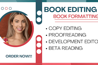 provide developmental editing, line, and copy editing for your book