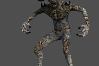 model 3d monster, creature model,3d printing,3d alien model ready for game, vrm