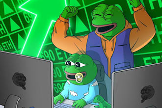 draw funny meme coin art, in pepe, wojak, ponke style or 2d meme video animation