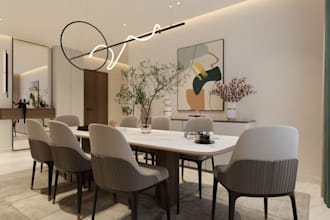 do interior design dining room 3d rendering using 3ds max