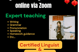 teach you english using mandarin arabic or french via zoom