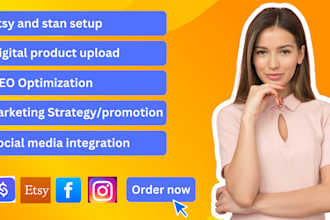 setup etsy store, stan store, digital product listing, SEO