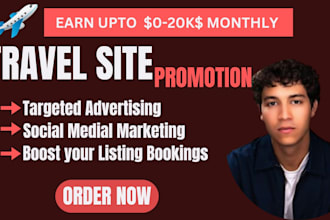 do organic travel site promotion hotel booking airbnb listing facebook marketing