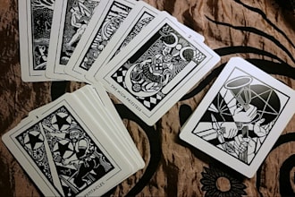 design tarot, zodiac, card game, tcg, playing card and board game with box