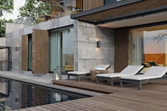 remodel 3d brick duplex villa,3d exterior design,interior decorate,cgi rendering
