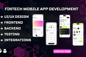 develop fintech mobile app UI UX design finance crypto app, bank app,payment app