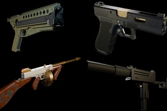 create realistic guns weapons and game ready 3d assets