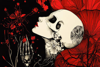 create detailed dark art and heavy metal horror illustration