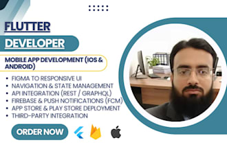 develop a professional flutter mobile app for android and ios