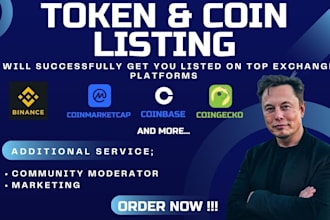 do token listing coin listing on coinmarketcap, coingecko,  token creation