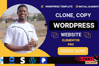 copy clone wordpress website premium wordpress template install elementor pro