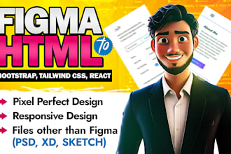convert figma to html react js using tailwind css bootstrap