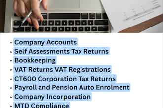 do accounting and bookkeeping for UK company