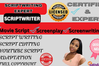 write your engaging movie script, screenplay, tv series, editing and formatting