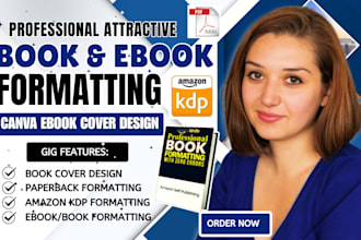 do book formatting, and ebook layout design, kindle canva ebook cover design