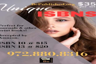 provide you a unique isbn 13 or isbn 10 for your book