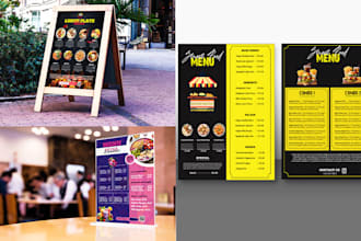 do restaurant menu or food flyer, digital menu and brochure