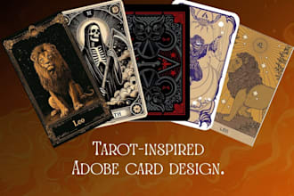 draw adobe card game design, tarot card character illustration art card game