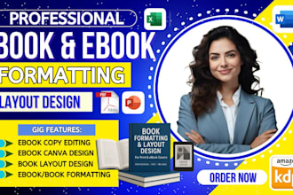 do book formatting, and layout design, kindle canva ebook cover design