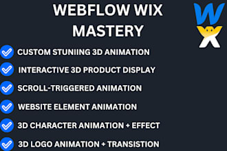 design 3d animated webflow website, 3d interactive animated wix website, spline