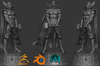 sculpt 3d character,  3d model, 3d head, 3d action,  figure for 3d printing
