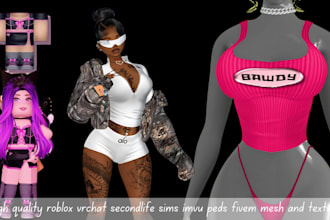 3d cloth for roblox vrchat secondlife sims imvu peds fivem fashion design