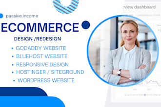 do ecommerce website, godaddy website design bluehost, siteground, hostinger