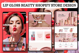 design lip gloss shopify store makeup salon store beauty lip balm website