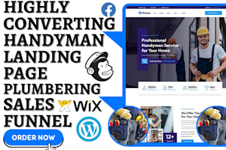 build handyman landing page electrician plumbing website plastering sales funnel