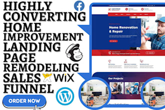 design home improvement landing page remodeling website home repair leads funnel