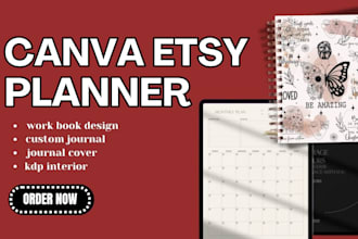 design, editable canva custom journal planner, amazon low content book, notebook