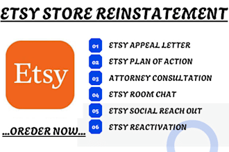 reinstate suspended etsy account, attorney consultation for reinstatement, poa