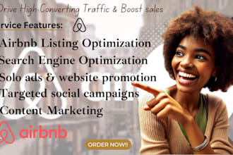 airbnb promotion,vrbo, airbnb listing and marketing, travel solo ads