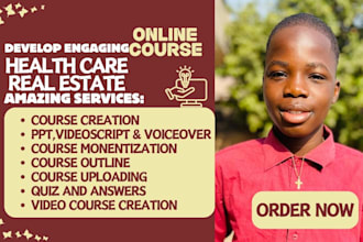 develop online course content, healthcare, real estate, online course creation