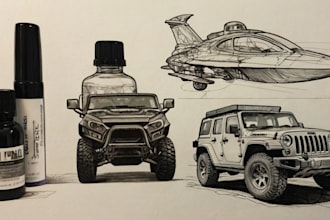 drawing product line drawing and sketches with pen and ink