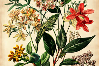 do a beautiful vintage botanical illustration poster