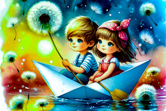 create watercolor children book illustration