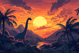 draw a flat vector landscape illustration