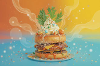 draw a food pop art in illustration style
