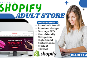 design 7 figure adult shopify store, lingerie adult toy store, adult store seo