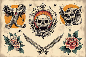 create a traditional or old school style tattoo design