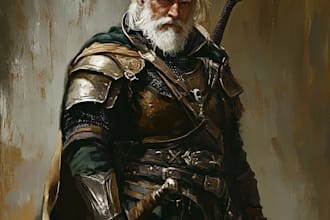 make a dnd character art and fantasy game art illustration