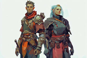 create fantasy character design use d and d, illustration