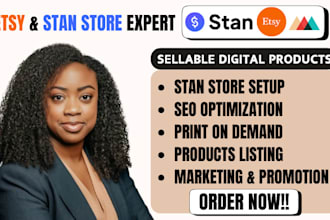 setup etsy store, stan store, etsy digital products etsy print on demand on etsy