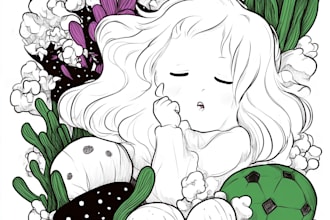 draw cute doodle line art coloring page for kids and adult