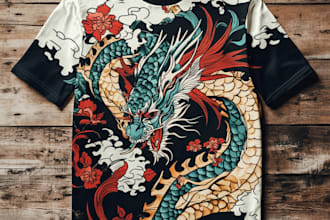 draw t shirt design on graffiti art, japanese art