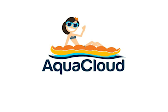 design bikini girl on pool float logo