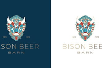 design bison dream catcher art logo