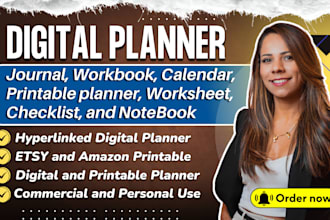 create digital planner, journal and workbook design, format notebook for kindle